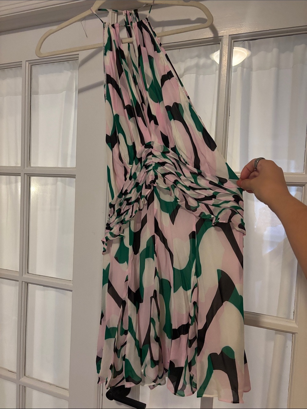 Reiss Green & Pink Halter Dress - Picture 3 of 4